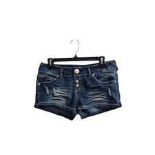 No Boundaries Vintage y2k Button Fly Jean Shorts Size 11 Low Rise Whiskered
