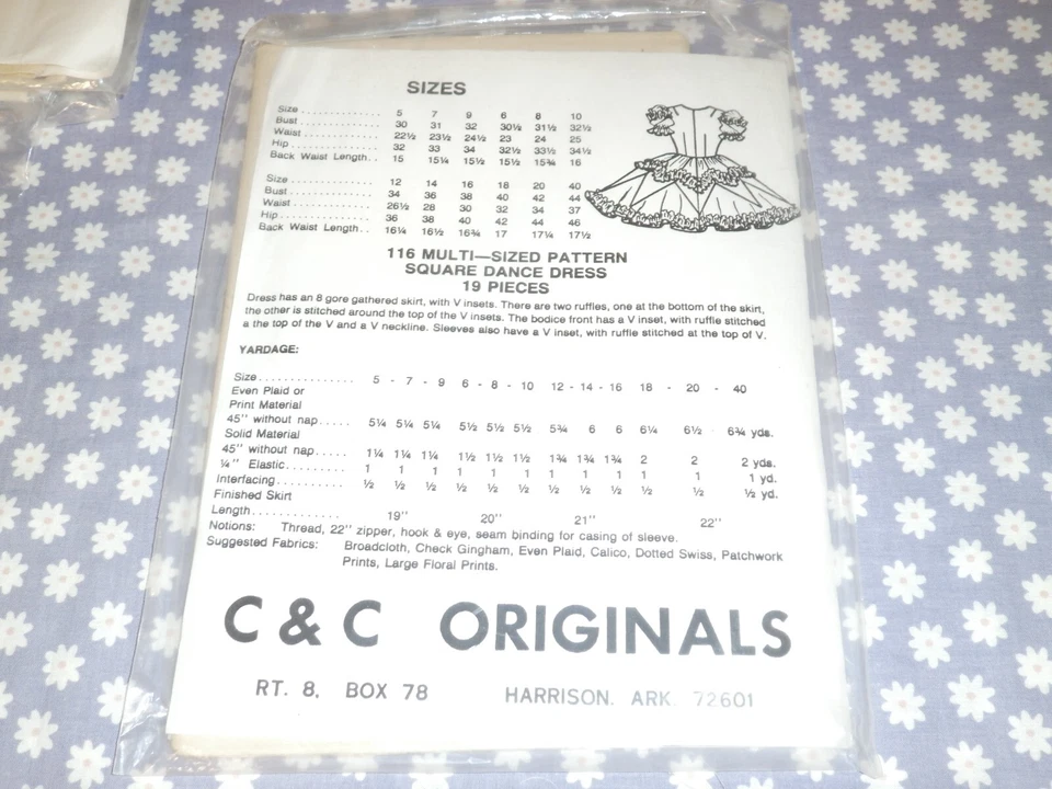 C&C ORIGIINALS # 116 MISSES 8 GORED SQUARE DANCE DRESS PATTERN-UNCUT-12-14-16 - Image 3 of 3