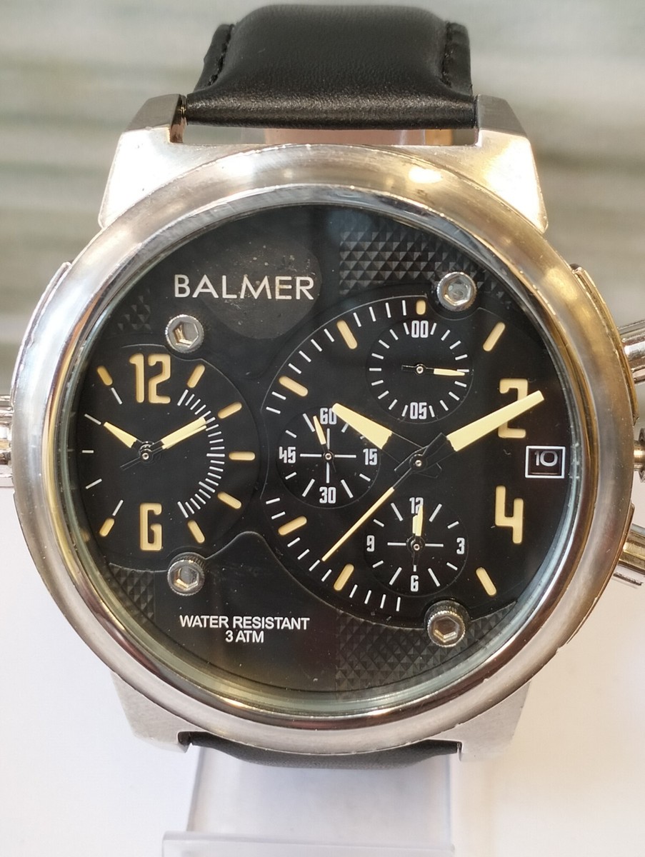 ★バステイマーBC60MH★【used】 BALMER DUAL TIME CHRONOGRAPH QUARTZ BLACK DIAL 7866 MEN'S FULL