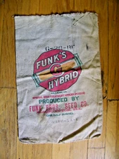 Vintage Rare Half Bushel Funk's G Hybrids Seed Corn Bloomington IL Seed Sack Bag