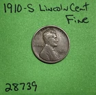 1910 S Lincoln Wheat Cent / Penny 1c Fine See Pictures