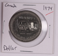 1974 Canada $1 Dollar Winnipeg Centennial Coin Nickel Km# 88