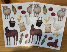 Creative Memories lot of 2 Block stickers 4" x5" Farm animals Horse, sheep, duck
