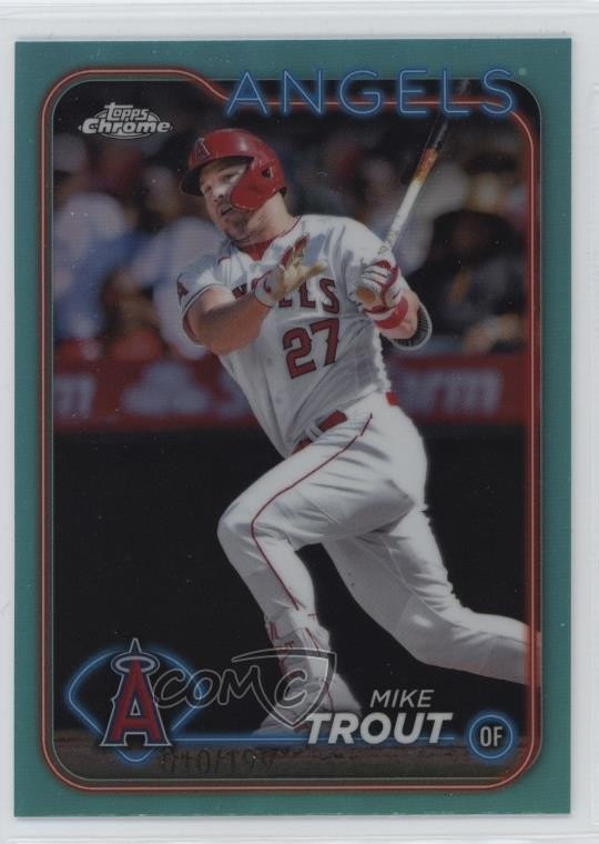 2024 Topps Chrome Aqua Refractor 10/199 Mike Trout #200 4k5