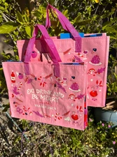 Trader Joe's 2025 Holidays, Christmas ~ Reusable PINK Gift Bags… set of 2