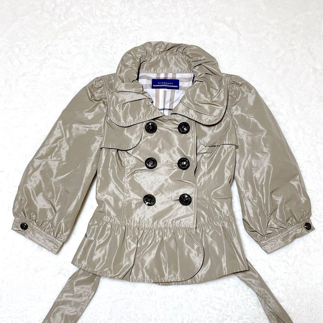 Burberry Blue Label Short Trench Coat Women's Beige Nova Check S US 4 17in (45cm thumbnail 4