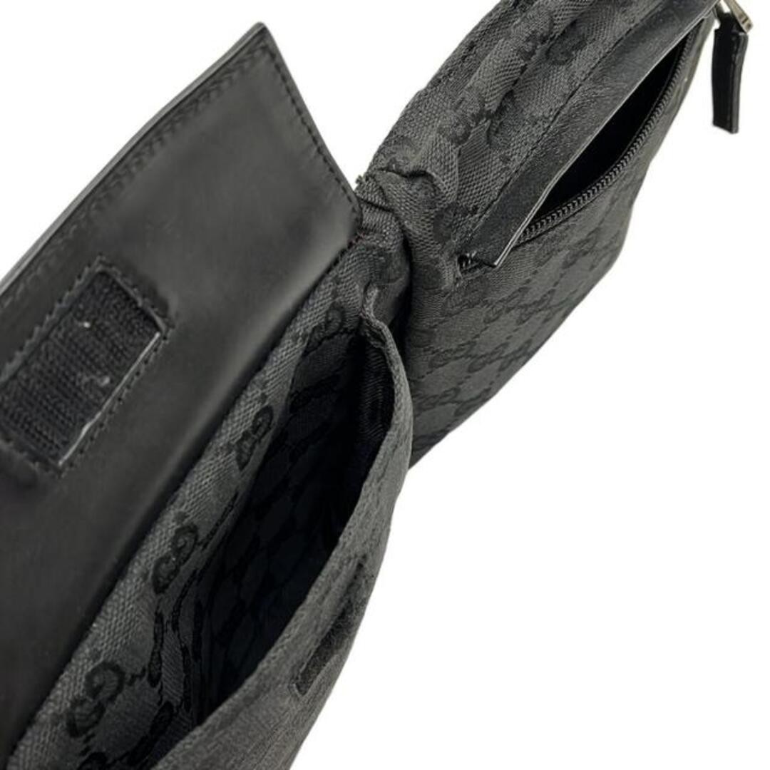 GUCCI Waist Pouch GG Pattern Black Leather Used 16.5cm x 29cm thumbnail 7