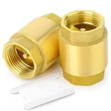 2PCS Brass Check Valve 1" Female One Way Check Valves Backflow Prevention