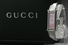 [N COMO NUEVO con Estuche] Reloj para Mujer GUCCI 1500L 12mm Cuarzo Plata Brazalete Esfera Rosa