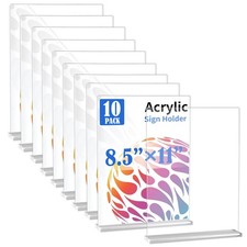 WAEFNO 10 Pack Acrylic Sign Stand 8.5x11 Vertical T-Shape Clear Plastic Display
