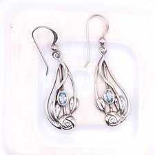 Vintage Sterling Silver Earrings with Blue Stone Kit Heath Jewellery Art Nouveau