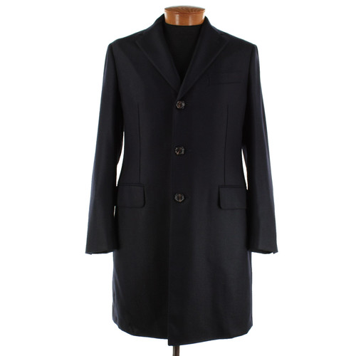 Abrigo Top Luciano Barbera Nuevo con Etiquetas 100% Lana Talla 50 (M EE. UU.) En Azul Chevron