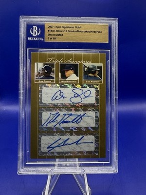 2007 Triple Signatures Gold #TS07.Bonus.15 Gordon/Moustakas/Anderson 