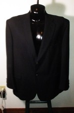 STAFFORD Black Worsted Wool Silver Button Blazer Suit Jacket Men's Size 48R