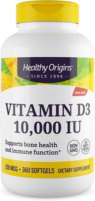 360 Count (Pack of 1), Healthy Origins Vitamin D3 10,000 Iu (Non-gmo), 360...