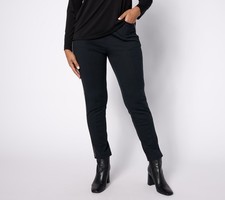 Isaac Mizrahi Live Women's Pants Sz M Knit Ponte Rhinest Black A624620