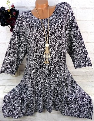 Magna Tunika Bluse Kleid Shirt Top Lagenlook Longshirt Zipfel A Linie XXL 48 50