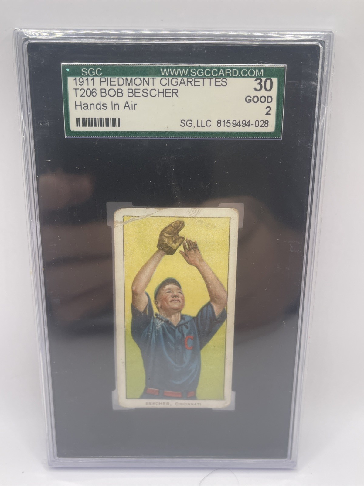 T206 1909-11 Piedmont SGC 2 Bob Bescher Hands in Air Cincinnati Reds Vintage 🔥