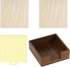 Wooden Sticky Note Holder with Metal Stencil and 2 Packs of 3"x3" Notes