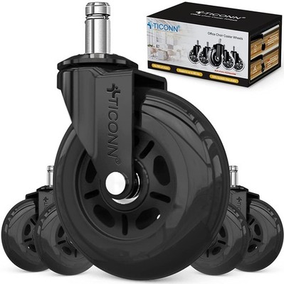 Universal Office Chair Caster Wheels Set of 5 for Smooth Multi-Surface Glide