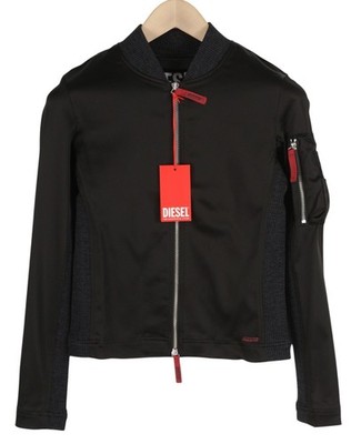 Diesel T-Opuntia Damen JACKE S Schwarz Reißverschluss Patch Tasche Bomber UVP