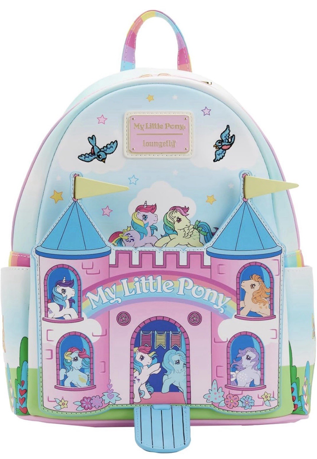 Mini zaino Loungefly Disney My Little Pony Castello Arcobaleno nuovo con etichette