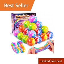 24 Pack Galaxy Slime Ball Kit for Kids Party Favors Stretchy