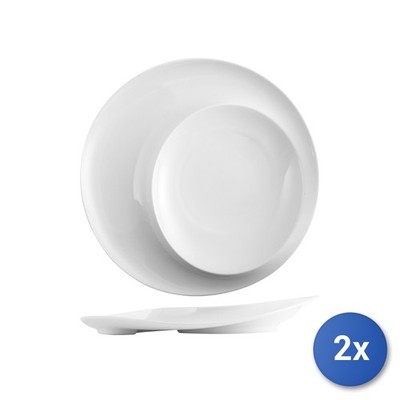 2x Teller Selection Hotellerie aus weißem Porzellan 30,8 x 4,5 H cm.