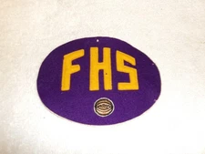 Vintage Letterman Patch FHS Purple Yellow Basketball Patch Hollywood Felt Co.