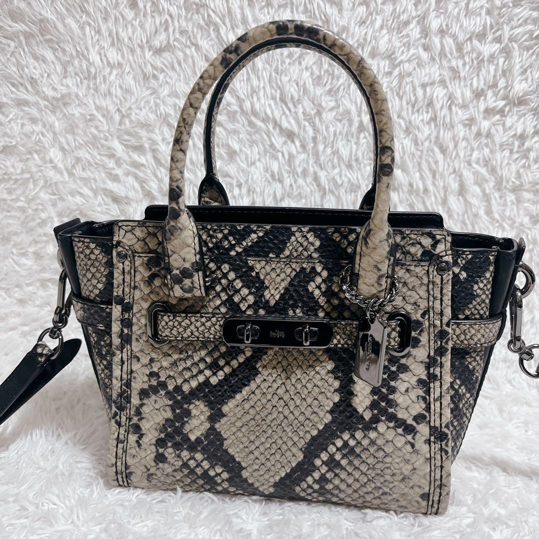 COACH 2Way Shoulder Bag Python Embossed Swagger 3… - image 2