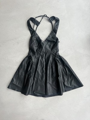 Free People Vera Faux Leather Mini Dress.  Black.  XS.