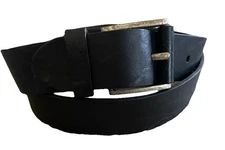 Vintage Genuine Leather Work Belt Mens 42-44 Black Brass Buckle Made In Italy