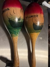 Vintage Maracas made in Mexico Florida Collectible. Hand Painted.