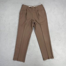 Vintage Austin Reed Light Brown Pleated Front Trousers Fit 33 x 32
