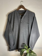Vintage 90s Timberland Henley Thermal Shirt USA Made Mens XXL Gray Waffle Knit