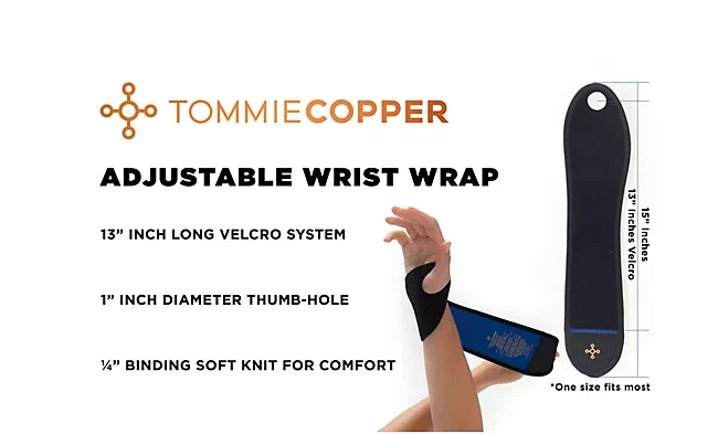 TOMMIE COPPER Unisex Black 2 Pack Compression Wrist Wraps NEW - Image 2 of 3