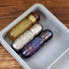 PEI Titanium Damascus Pill Holder Case Container Organizer Waterproof EDC Boxes