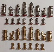 Modern Machined ITALFAMA Brass Chess Pieces Set MCM Style Missing 3 Pawns READ