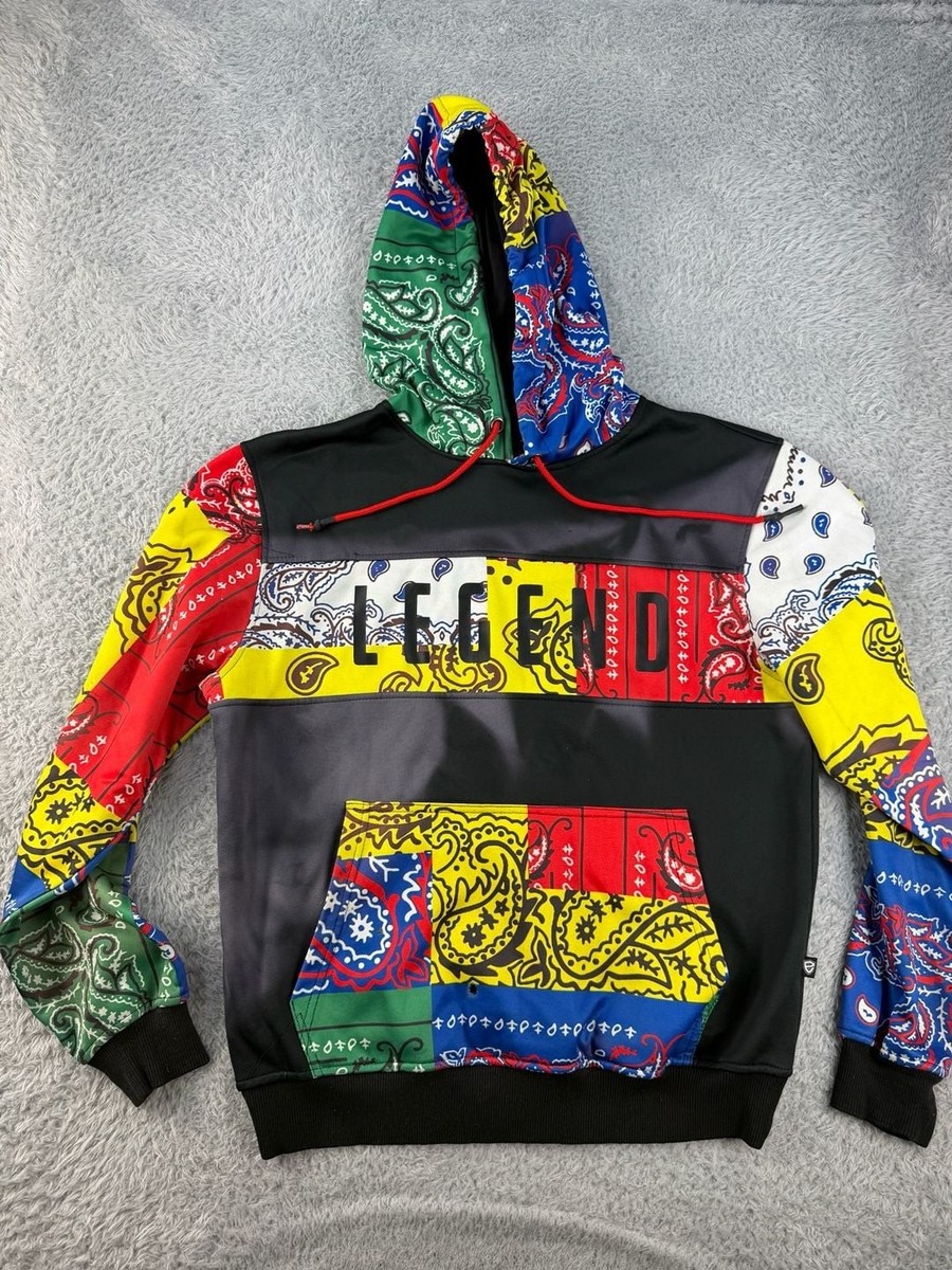Encrypted NYC Patchwork Bandana Print Pullover Hoodie