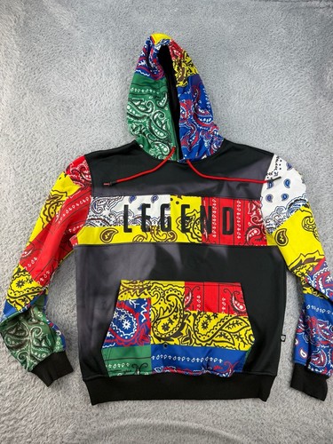 Encrypted NYC Patchwork Bandana Print Pullover Hoodie