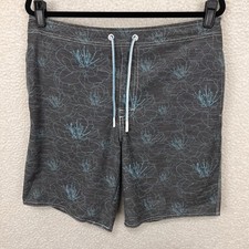 Johnnie O Board Swim Shorts Mens L Gray Floral Lined Shorts Trunks Beach Summer