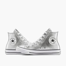 Converse Chuck Taylor All Star High Top Sneakers Silver Metallic Granite Women 8