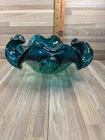 Vintage Murano Glass Bowl Barovier Toso Flower Console Dish Rolled Edge Blue