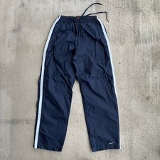 VTG 90's Nike Mens Navy Blue Athletic Track Pants Zip Ankle Drawstring Size M