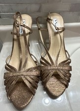 Nina New York Metallic Gold Glitter Slingback Stiletto Heels