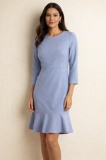 Banana Republic Light Blue 3/4 Sleeve Ruffled Hem Mini Office Dress Size 2