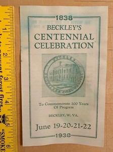 Beckley Centennial Celebration 1938 Program, Certificate, Bond West Virginia