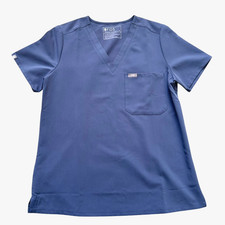 Figs Technical Collection Catarina One Pocket V Neck Scrub Blue Top Size Medium