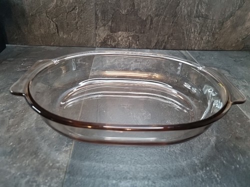 Cazuela ovalada de vidrio ahumado vintage Pyrex 11,5" - Imagen 3 de 9
