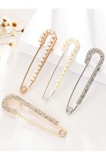 4 Pieces Women Brooch Pins Sweater Shawl Clips Faux Crystal Pearl Brooches Safe